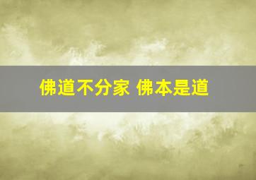 佛道不分家 佛本是道